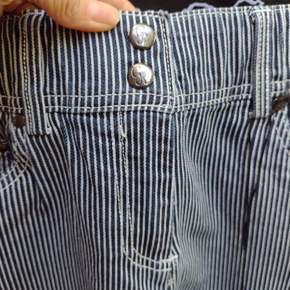 Equestrian jean Goode Rider 32L full seat denim ticking striped breeches - Picture 6 of 10